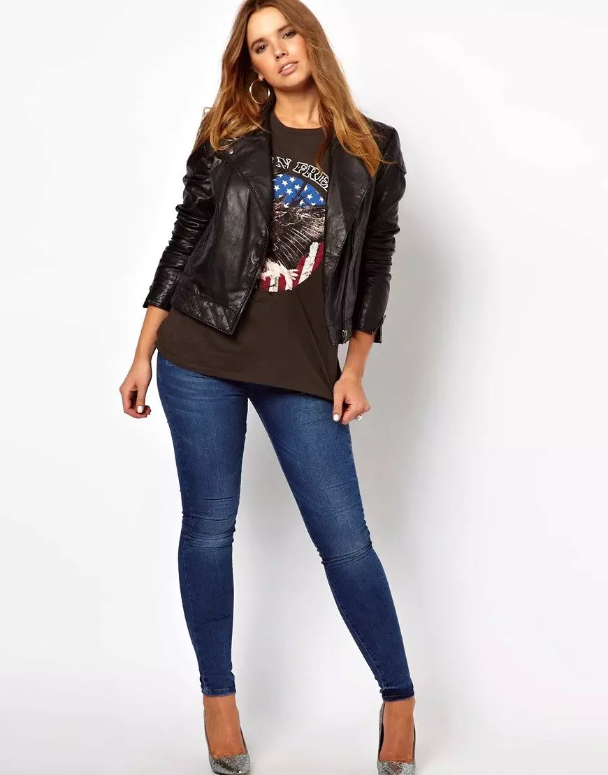 Women's leather jackets of large sizes: how to choose full women and what to wear with 13426_10