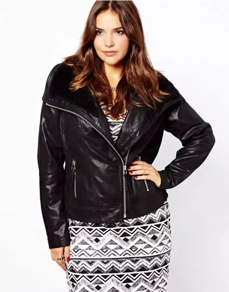 大きいサイズの女性のレザージャケット：どのように完全な女性を選択するには、何を着用します 13426_11