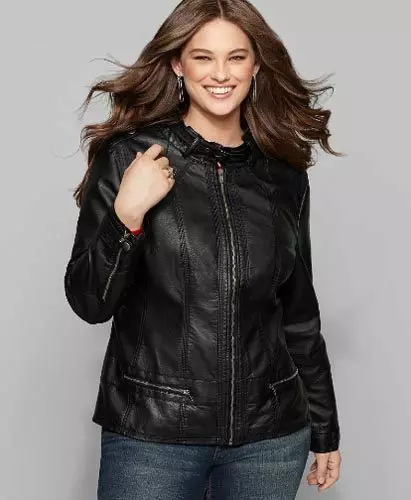 大きいサイズの女性のレザージャケット：どのように完全な女性を選択するには、何を着用します 13426_13