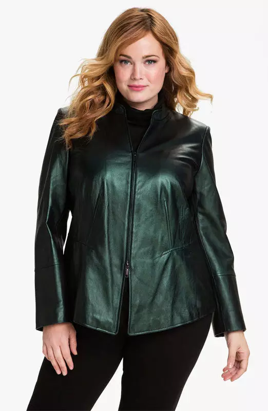 Women's leather jackets of large sizes: how to choose full women and what to wear with 13426_19