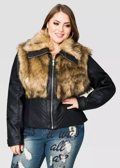Women's leather jackets of large sizes: how to choose full women and what to wear with 13426_23