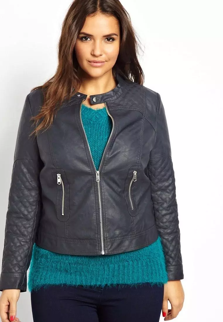 大きいサイズの女性のレザージャケット：どのように完全な女性を選択するには、何を着用します 13426_27