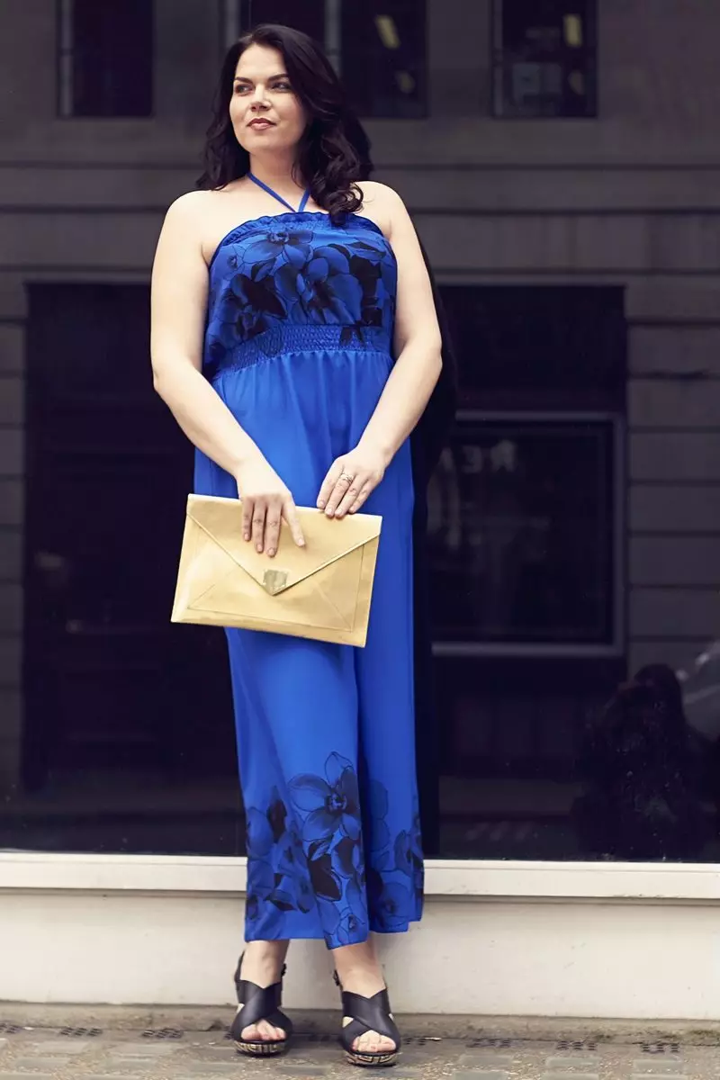 Gaun biru panjang - Sarafan untuk wanita penuh