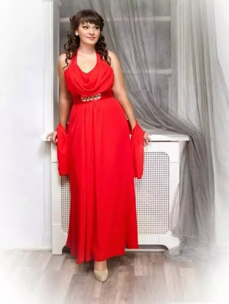 Crvena večernja elegantna haljina u podu za puni
