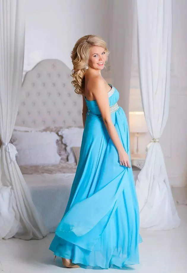 Plava haljina za fotografiju Trudnice