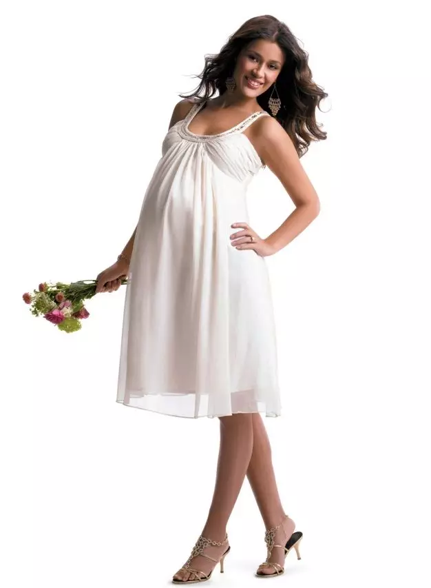 تابستان سفید Sundress برای زنان باردار