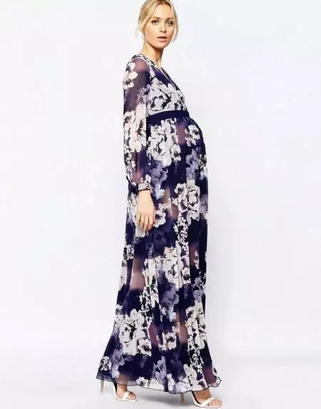 आस्तीन वाली गर्भवती महिलाओं के लिए शाम की पोशाक