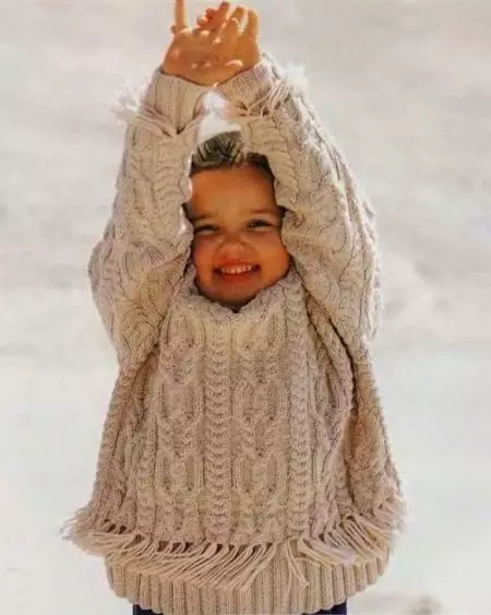 Sweater untuk seorang gadis (111 foto): model wol anak-anak Raglan untuk anak perempuan hingga 9 tahun dan remaja, trendi di bawah tenggorokan untuk sekolah 13526_101