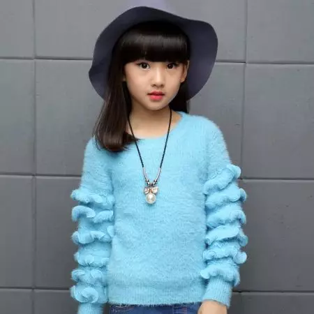 Džemper za djevojku (111 fotografije): Dječji vuneni modeli Raglan za djevojčice do 9 godina i tinejdžeri, trendi pod grlom za školu 13526_103