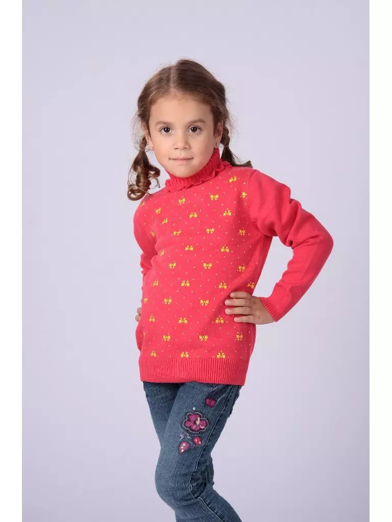 여자를위한 스웨터 (111 장) : 최대 9 살 소녀와 청소년을위한 어린이 모직 모델 라글란, 학교에 대한 목에서 유행 13526_53