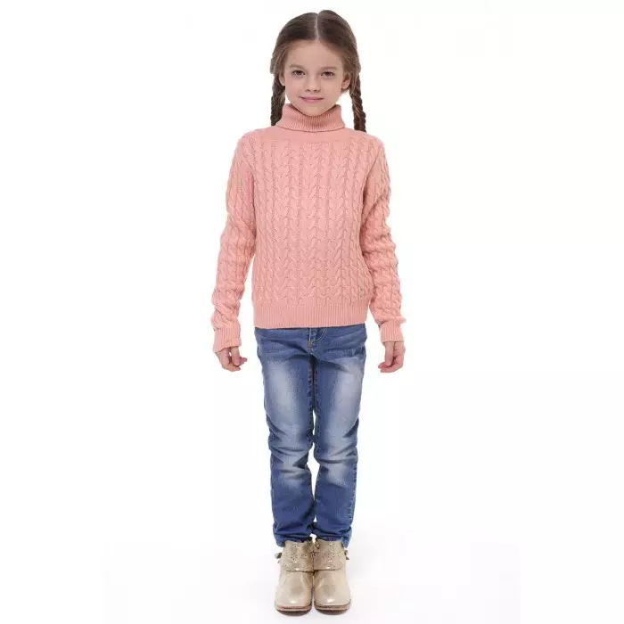 Svetr pro dívku (111 fotografií): Dětské vlněné modely Raglan pro dívky do 9 let a teenagery, módní pod krkem pro školu 13526_56
