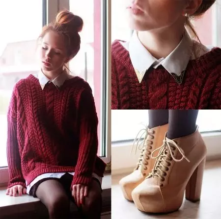 Sweater untuk seorang gadis (111 foto): model wol anak-anak Raglan untuk anak perempuan hingga 9 tahun dan remaja, trendi di bawah tenggorokan untuk sekolah 13526_63