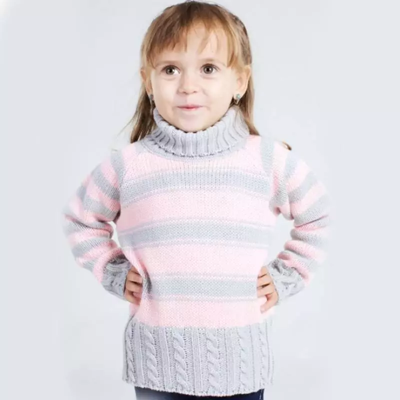 여자를위한 스웨터 (111 장) : 최대 9 살 소녀와 청소년을위한 어린이 모직 모델 라글란, 학교에 대한 목에서 유행 13526_75