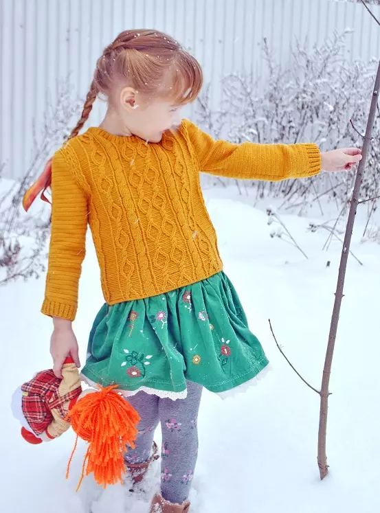 여자를위한 스웨터 (111 장) : 최대 9 살 소녀와 청소년을위한 어린이 모직 모델 라글란, 학교에 대한 목에서 유행 13526_86