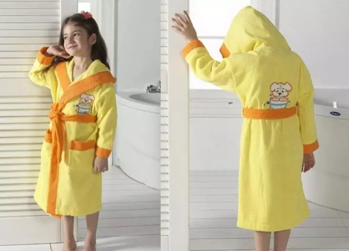 Bathrobe infantil (39 fotos): Gulat para meninas com um capuz 13529_29