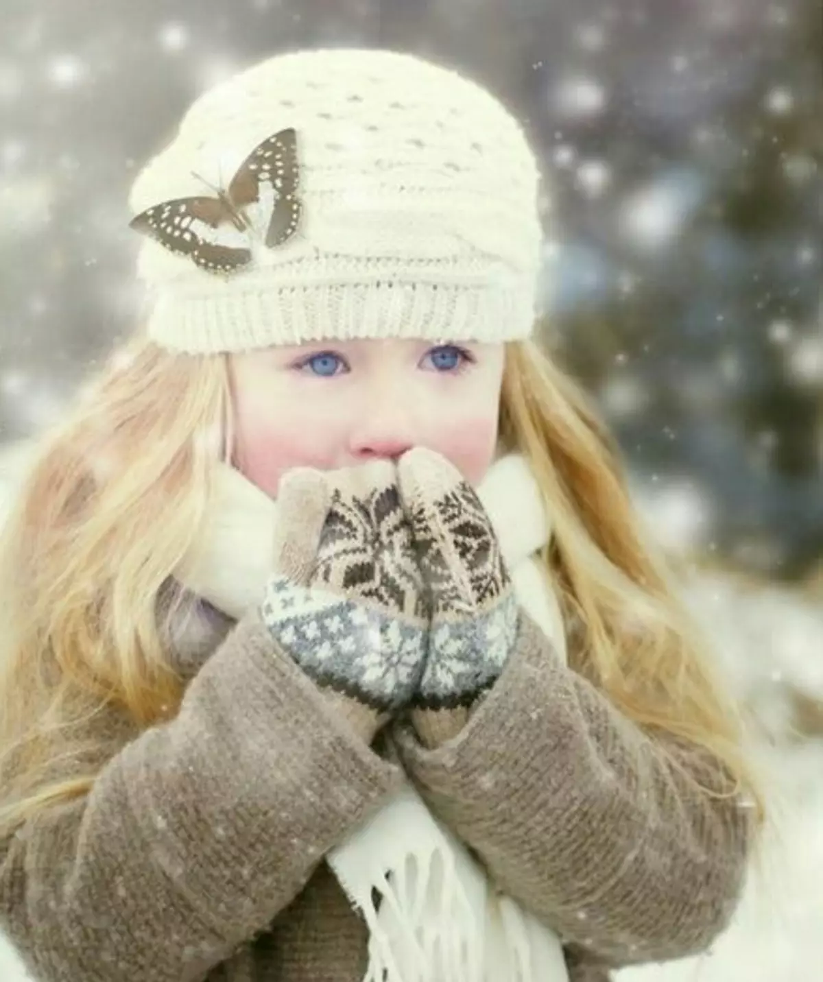 어린이의 스카프와 모자 (35 장의 사진)를 설정하십시오 : 어린이를위한 장갑과 장갑, 겨울 세트 13576_31