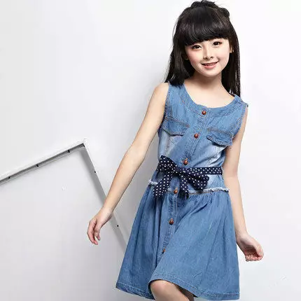 Denim Sarafan qizlar uchun (91 ta fotosurat): 2021-sonli modellarning umumiy ko'rinishi 13650_42