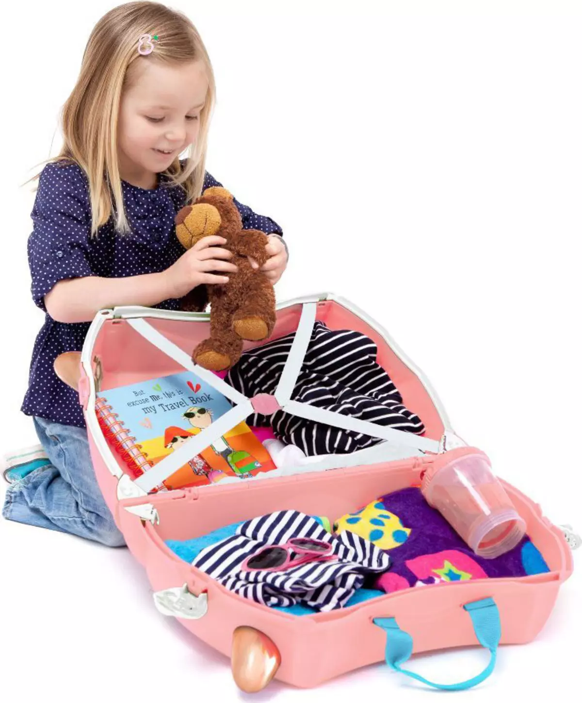 چمدان برای دختران: برای نوجوانان 10-12 ساله و دختران 8، 9 ساله، مدل های بر روی چرخ ها و با دسته کشویی. صورتی و رنگ دیگر 13657_29
