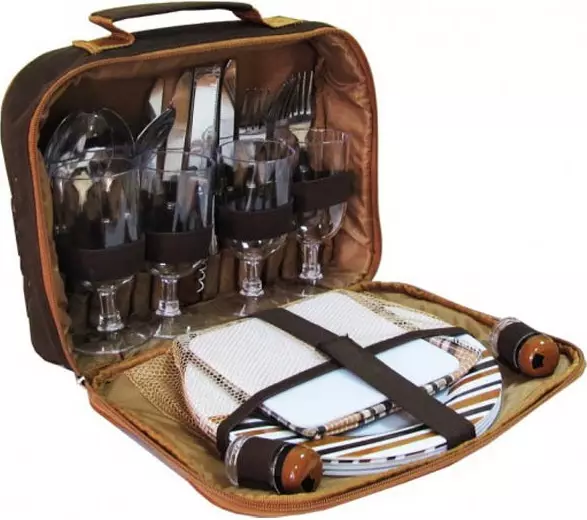 Situé dans une valise de pique-nique: cadeau et randonnée ensembles de plats à 2, 4 et 6 personnes pour se détendre dans la nature 13659_11