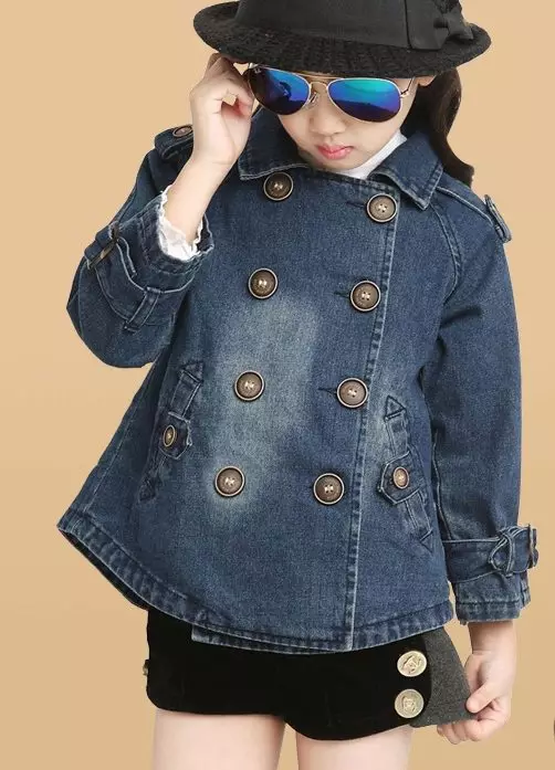 Denim παλτό για κορίτσια (34 φωτογραφίες): Μοντέλα 13660_26