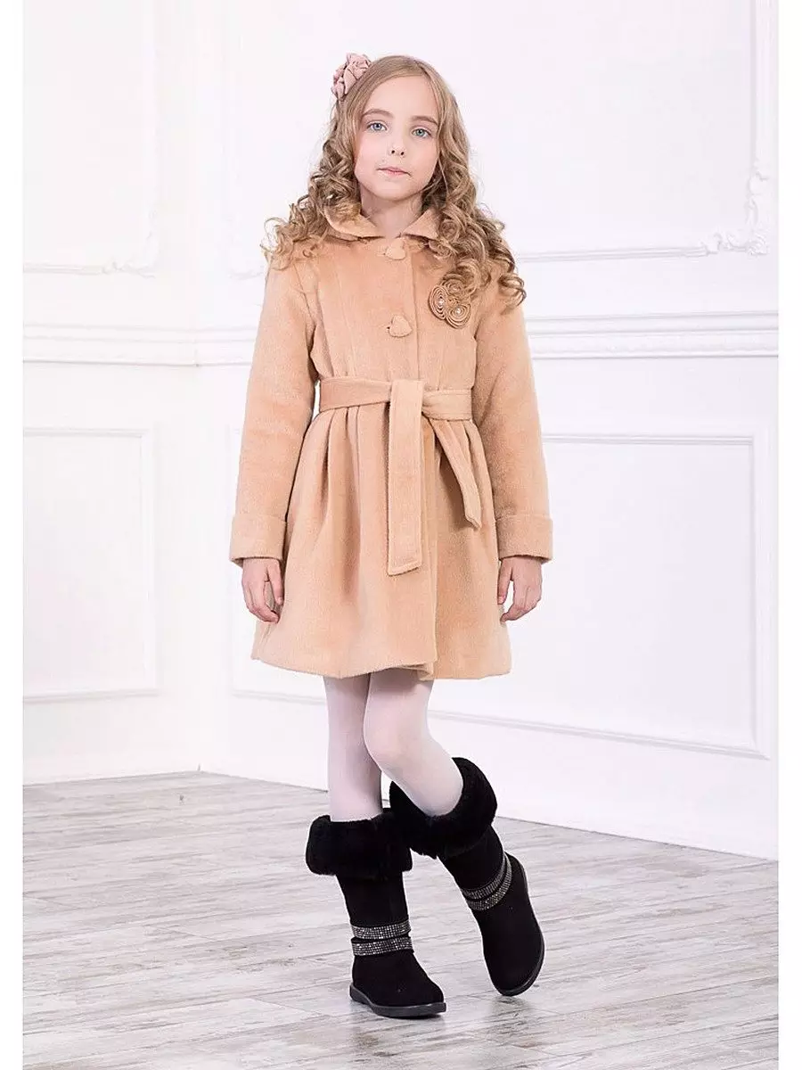 Of thick cloth coat for girls (73 photos): Children's model of drape, for girls 4-8, 10-13 years 13662_51