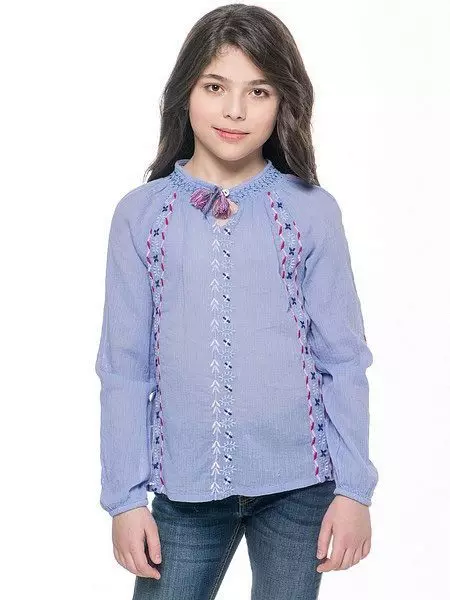 Bluzki dla dziewczyn (61 zdjęć): eleganckie modele i młodzieżowe dla dzieci, modne bluzki 2021 13682_45