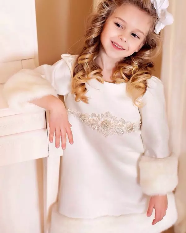 Зимска хаљина са крзно украсом за девојчице