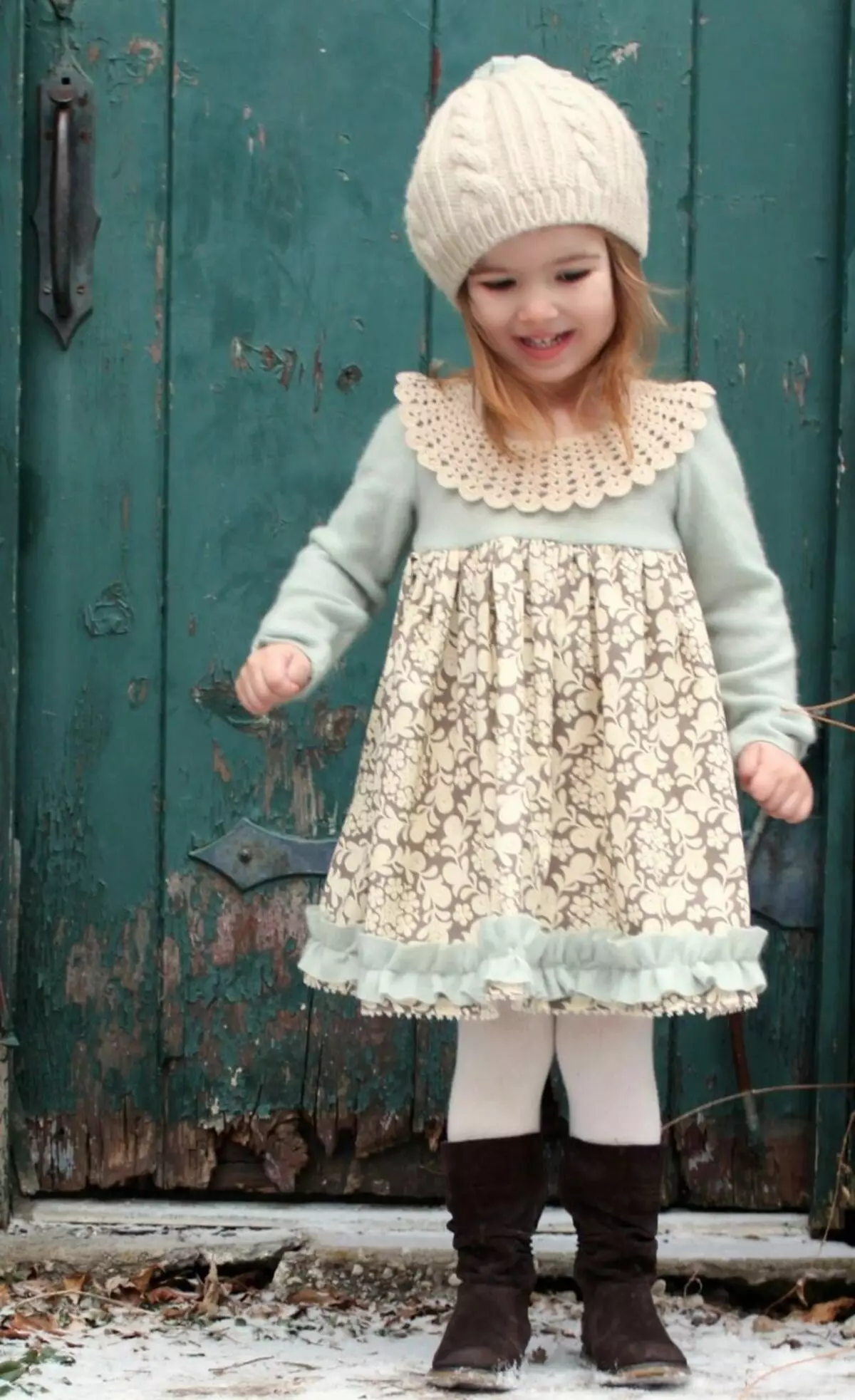 Vinterblå kjole for jenter
