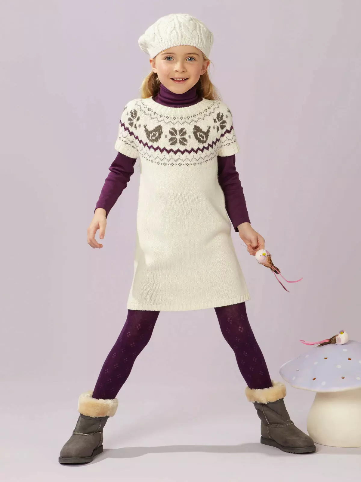 Зимска хаљина-туника бела за девојчице