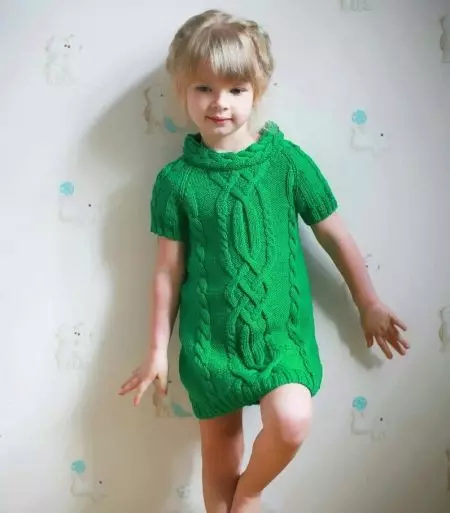 Stickad tunika klänning för tjejer 5 år