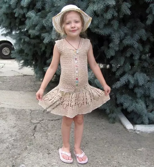 Knitted summer dress for girl 5 years