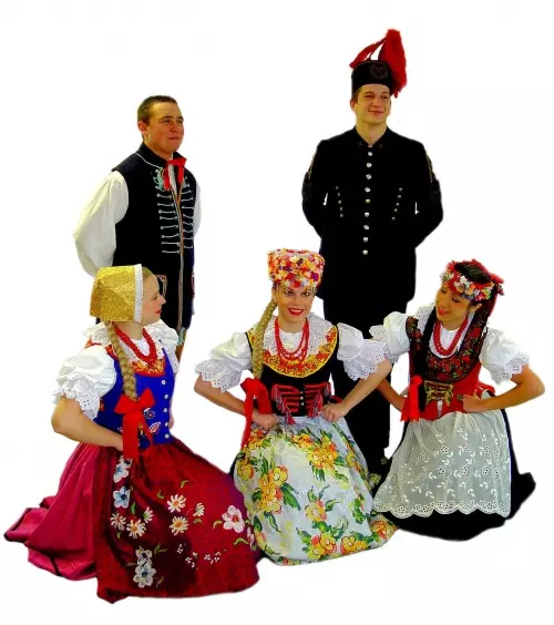 Poľský národný kostým (30 fotografií): Tradičné oblečenie pre ženy, mužské a ženské kostým poľského páleného, ​​histórie 1369_23