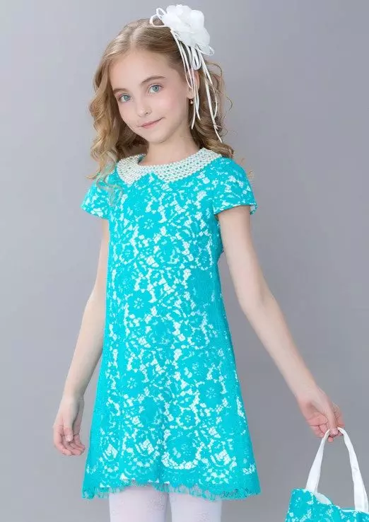 Елегантна хаљина за девојчицу 10-12 година Равна чипка
