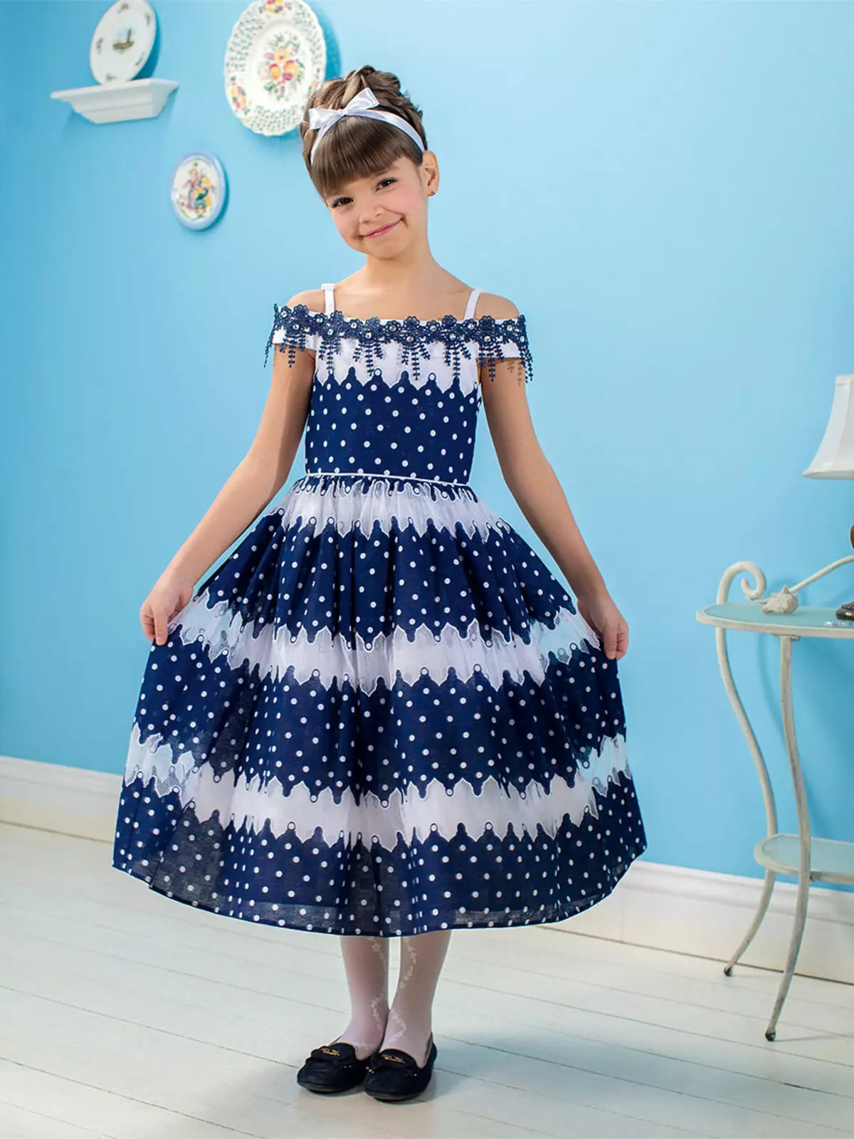 Летен фустан за девојки во морскиот стил