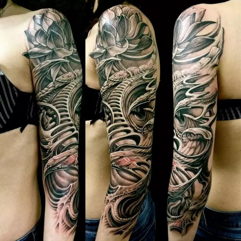 Hombe tattoo: makate echiratidzo chikuru tattoos. Huge dema tattoo uye mamwe madhirowa 13727_15