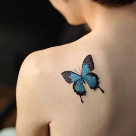 Tatuaje con mariposas (74 fotos): el valor de los tatuajes y ejemplos de bocetos, tatuaje a mano y en el pie, en la parte inferior de la espalda y en la parte posterior, en el cuello y en otras áreas, pequeño y grande tatuaje 13730_47