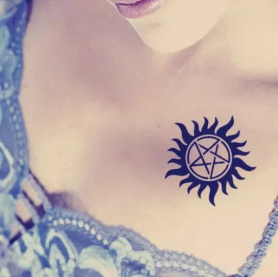 纹身“超自然”（39张）：Dina Tattoo素描和Sam Winchester，它的意思。其他符号符合该系列的风格 13758_16