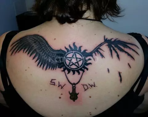 纹身“超自然”（39张）：Dina Tattoo素描和Sam Winchester，它的意思。其他符号符合该系列的风格 13758_26