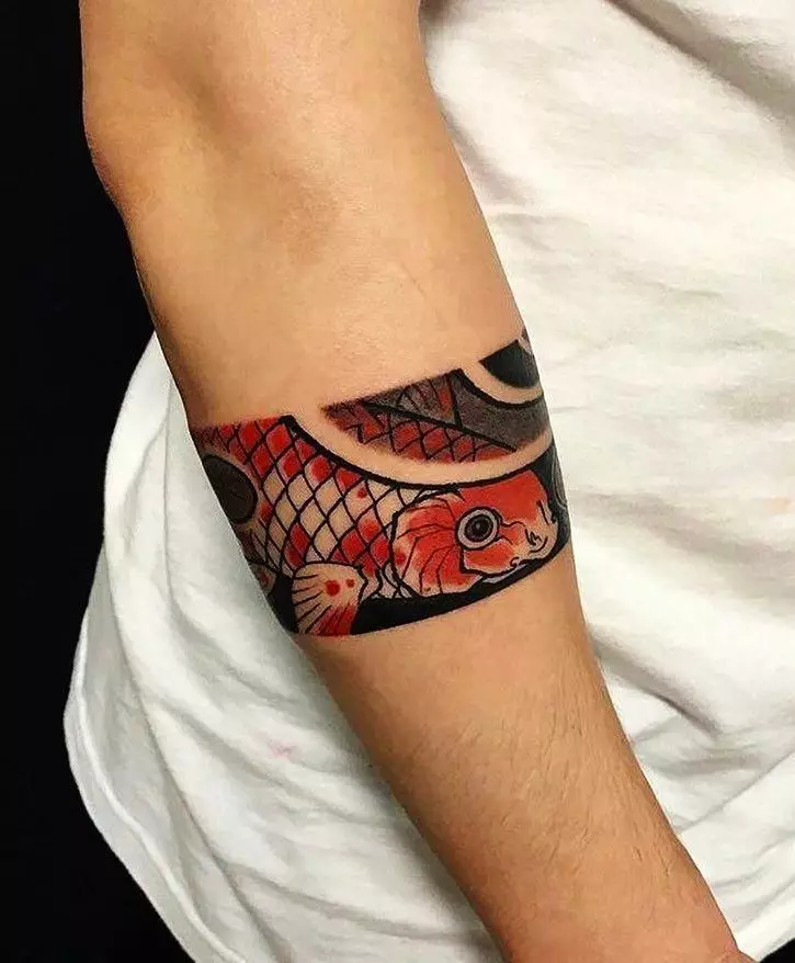 Tattoo trong hình thức của một vòng tay trong tay cô gái: nữ xăm trên cổ tay và cẳng tay trên, các bản phác hoa hình xăm dưới dạng một vòng đeo tay và các tùy chọn khác, ý nghĩa của chúng 13770_39