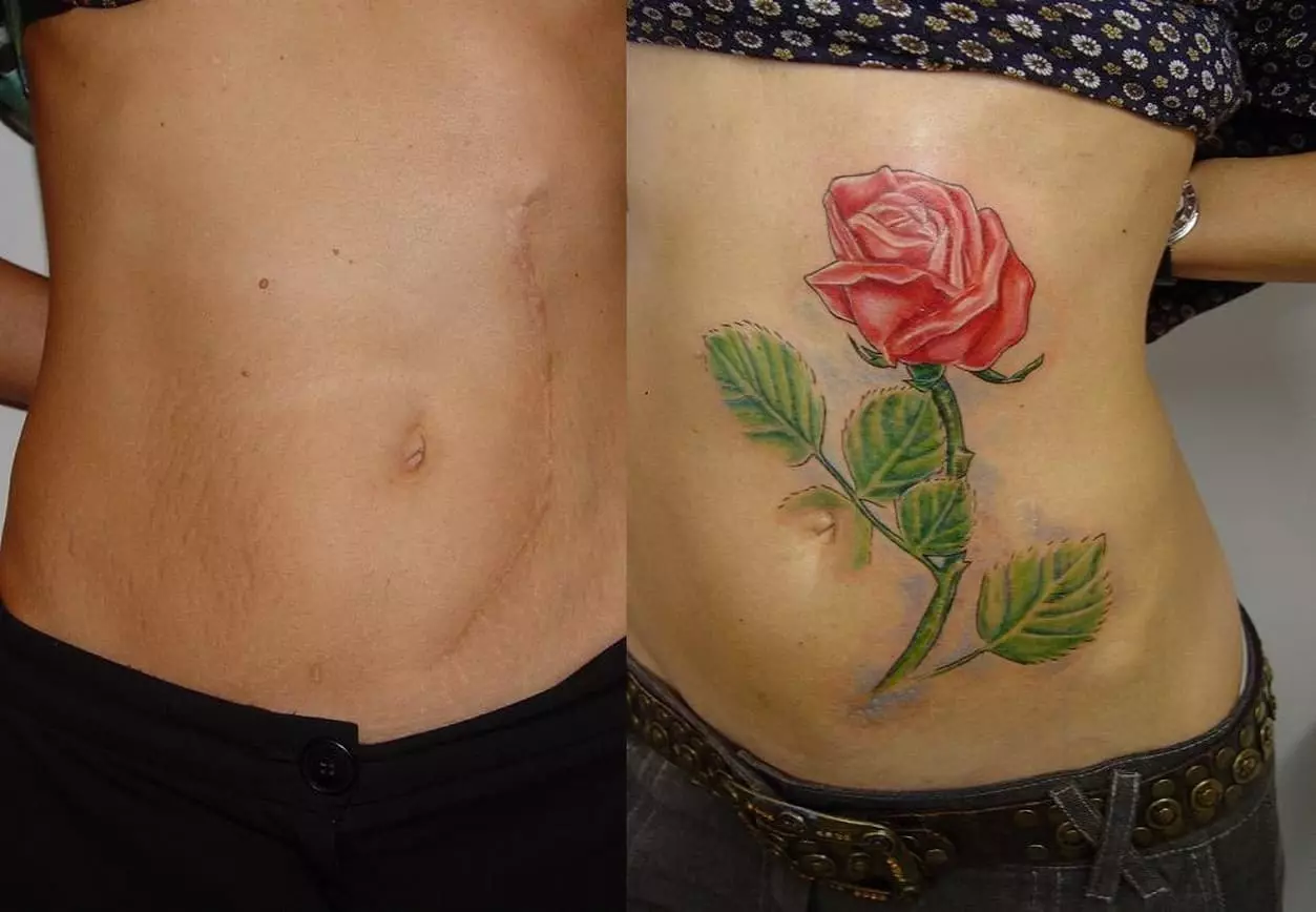 Tetoválás a gyomorra, a lányok (61 fotó): vázlatok. Tetoválás alján a has és a köldök körül a szülés után, szép kis tetoválás és a nagy 13772_9