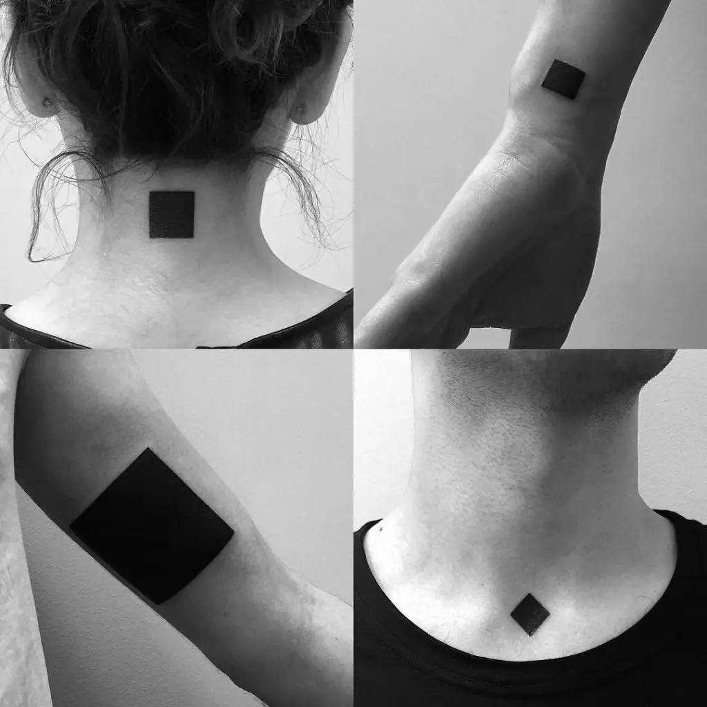 Тату «Квадрат»: значення татуювання у вигляді чорного і іншого квадрата. Красиві квадратні татуювання, місця нанесення 13774_4