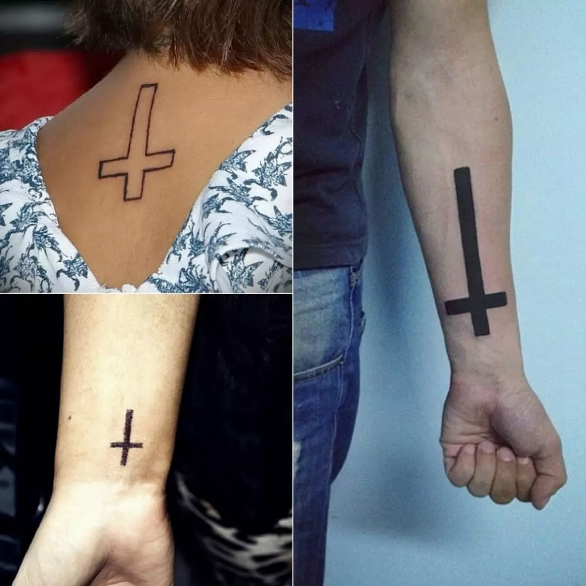 Тату что означает у мужчин. Крест апостола Петра тату. Татуировка перевернутый крест. Татуировки в виде Креста на руке. Тату перевернутый крест на руке.