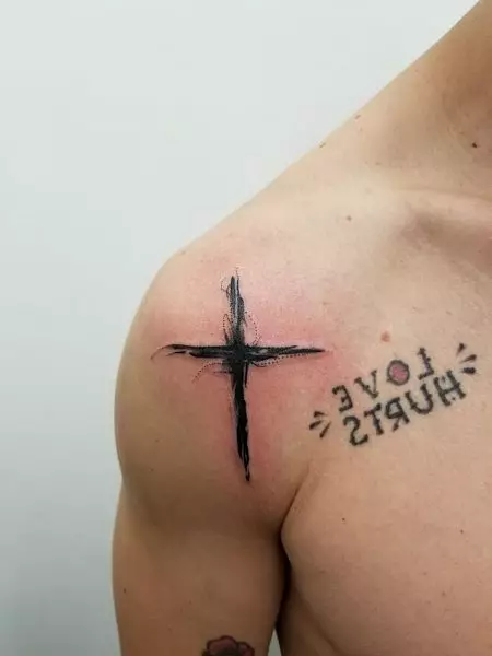 紋身“十字架”（81張照片）：手上和頸部的紋身和胸部的素描和值，在後面和胸部，在肩部和手腕上。紋身以亞美尼亞和其他十字架的形式 13796_61