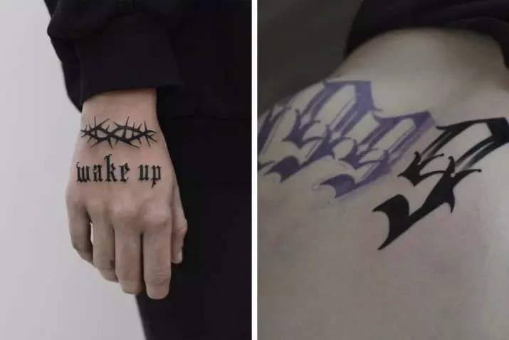 Calligrafy Tattoo: skizoj tatuaja kun kaligrafiaj tiparoj sur mano, kruro kaj aliaj partoj de la korpo 13800_15