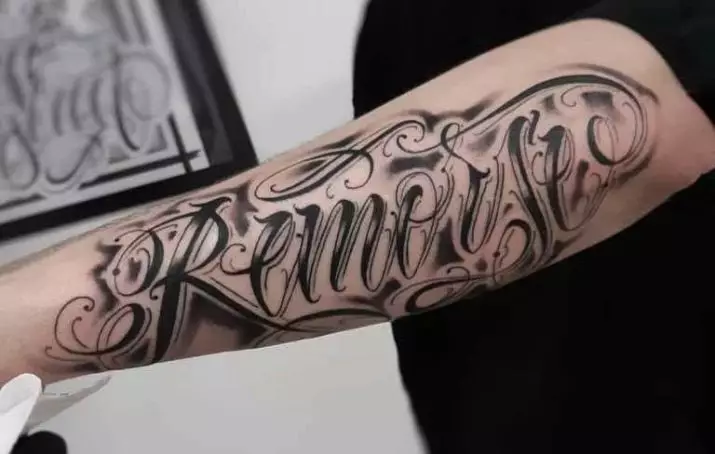 Calligrafy Tattoo: skizoj tatuaja kun kaligrafiaj tiparoj sur mano, kruro kaj aliaj partoj de la korpo 13800_8