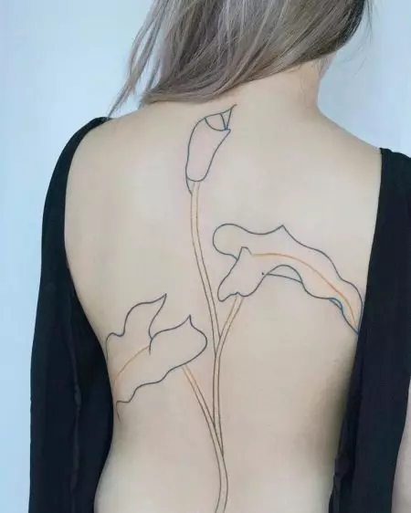 Minimalisme Tattoo (45 Billeder): Top minimalistiske skitser af kvindelige tatoveringer, gennemgang af tegninger på hånden og andre dele af kroppen for piger og mænd 13812_39
