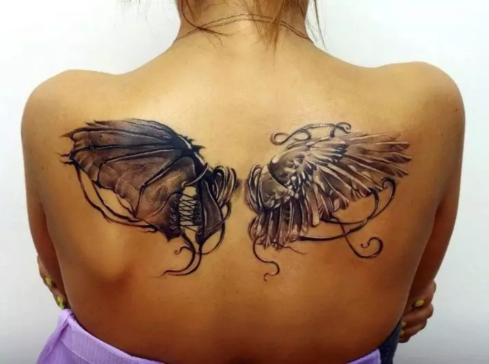 紋身“天使翅膀”（42張照片）：女孩和男人的紋身值，天使翅膀在他的背部，手和頸部 13819_2