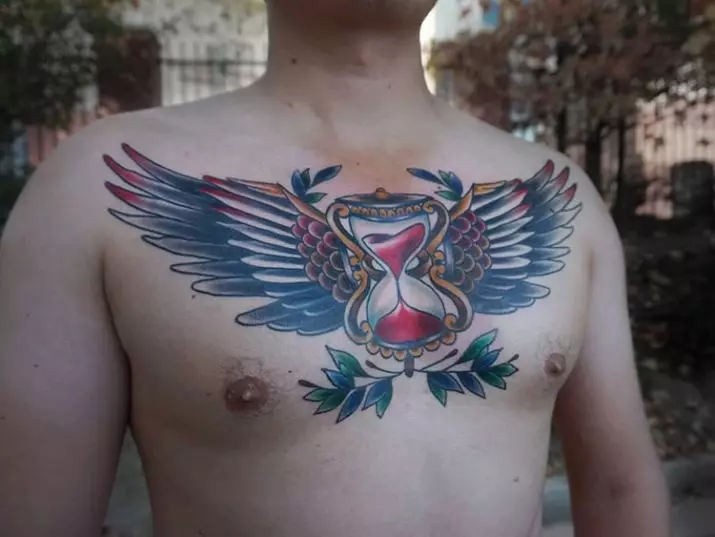 紋身“天使翅膀”（42張照片）：女孩和男人的紋身值，天使翅膀在他的背部，手和頸部 13819_6