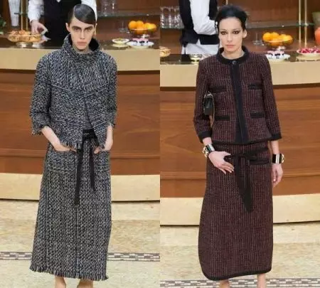 Chanel Costume (87 fotos): traxes de mulleres en estilo de coco chanel con saia, con zapatos, con shorts 1382_19