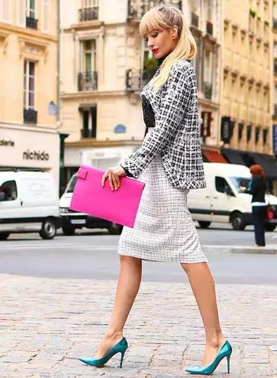 Chanel Costume (87 fotos): traxes de mulleres en estilo de coco chanel con saia, con zapatos, con shorts 1382_52